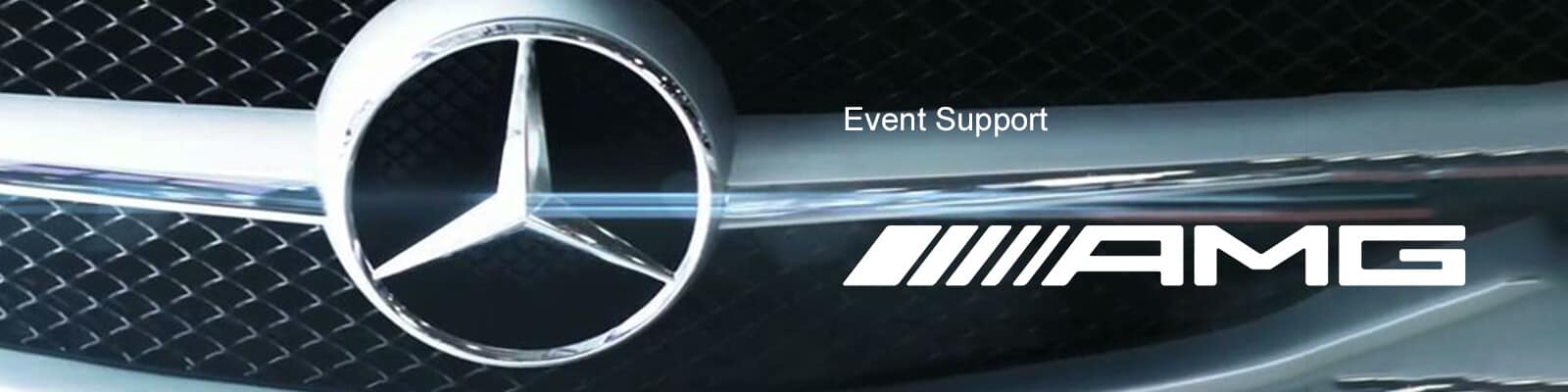 Event support image with Mercedes Benz car logo close up